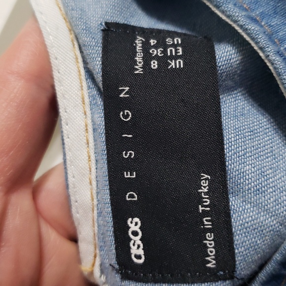 ASOS Maternity 4 Denim Mini Dress Blue Jean Cotton Casual Long Sleeves Classic - Picture 10 of 14